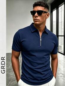 Áo thun nam tay ngắn cổ polo GRDR mùa hè, thích hợp cho hoạt động ngoài trời, du lịch và mặc thường ngày. - Màu xanh hải quân - Xem 5