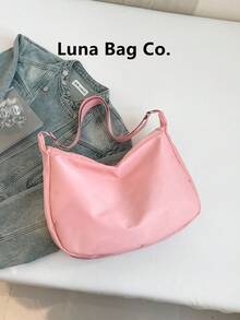 2026 Nouveau sac bandoulière grande taille pour l'été, sac d'étudiant pour la rentrée scolaire, sac bandoulière grande capacité, sac de mode pour les trajets quotidiens, sac gilet, sac dumpling, sac polyvalent pour femmes, sac de voyage - Rose bonbon - Voir 1