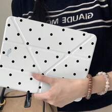 Korean Style Ins White Polka Dot Little Fish Tablet Protective Case Compatible With Apple 11th Gen, Minimalist 10th Gen Tablet Protective Case With Pen Slot, Air 82026 New Pro 11, Fashion Mini 7, Cute Air 7/6, Anti-Bend 11 Inch Tablet Protective Cover For Girls And Boys - White - View 5
