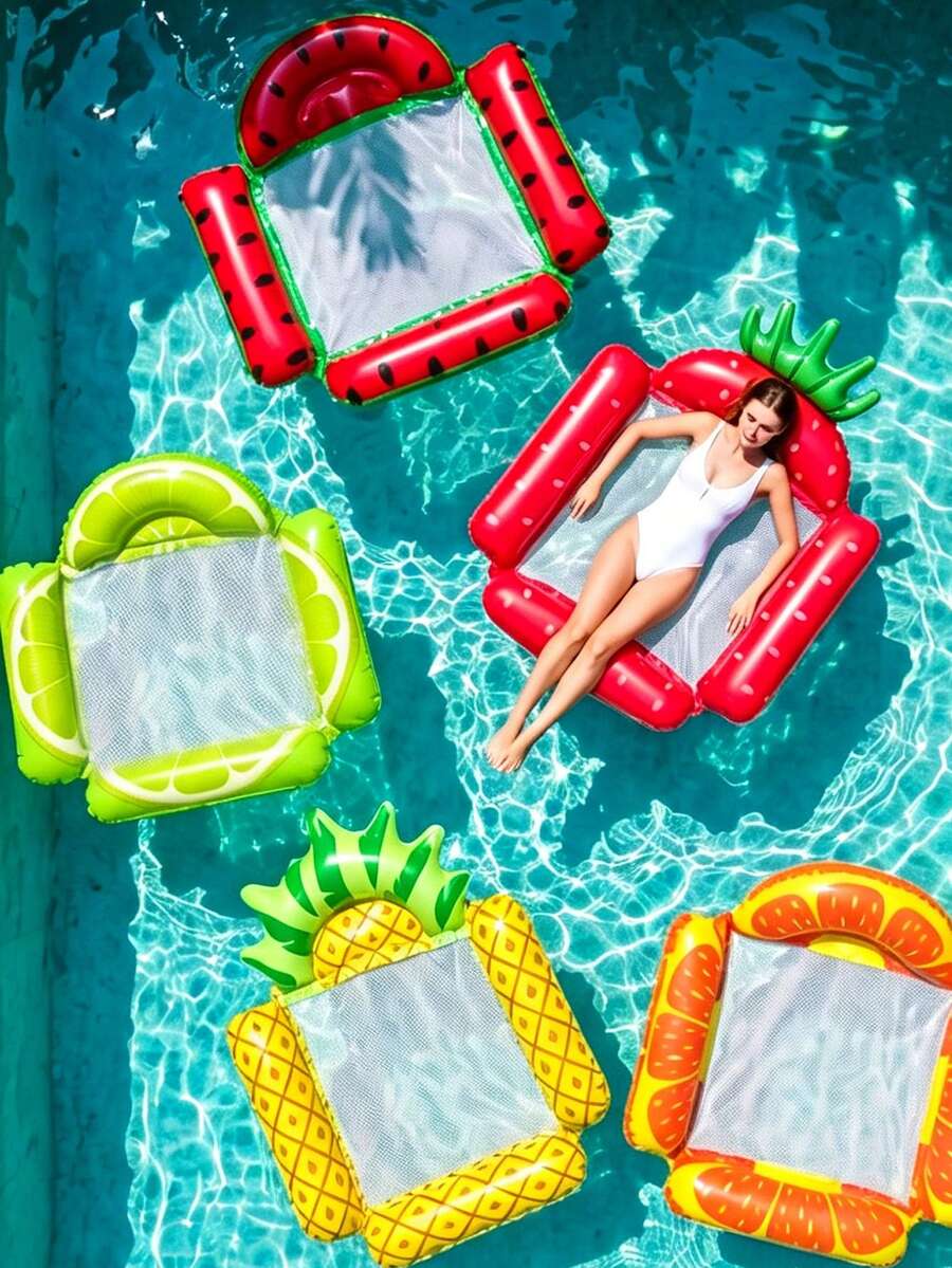 4-In-1 Inflatable Water Hammock Float, Fruit Theme Pool Raft With Breathable Mesh, Comfortable Floating Chair For Swimming Pool, Beach And Backyard Water Activities - Multicolor - View 1