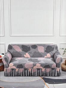 1PC Anti-Slip Elastic Decorative Sofa Cover, Milk Silk Fabric Floral Print Skirt Style, Single/Double/Three/Four Seater, Pet-Friendly Stain-Resistant, Colorful, Spring/Summer/Autumn/Winter All Season - Multicolor - View 5