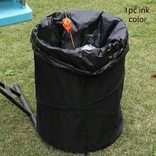 1pc Black Portable Foldable Trash Can, Oxford Cloth Garden Bucket, Outdoor Camping Tent Trash Can, Foldable Gardening Equipment For Collecting Leaves, Yard Waste, Lawn Debris, Patio Cleaning, Suitable For Summer Camping, BBQ, Picnic, Road Trip, Independence Day - Multicolor - View 1