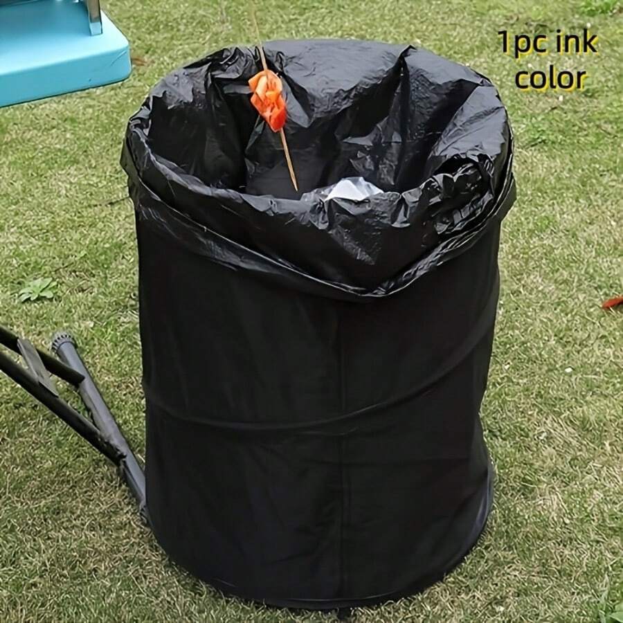 1pc Black Portable Foldable Trash Can, Oxford Cloth Garden Bucket, Outdoor Camping Tent Trash Can, Foldable Gardening Equipment For Collecting Leaves, Yard Waste, Lawn Debris, Patio Cleaning, Suitable For Summer Camping, BBQ, Picnic, Road Trip, Independence Day - Multicolor - View 1