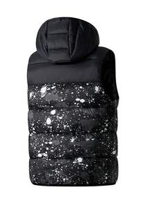 Men's Autumn/Winter Patchwork Contrast Color Cotton Padded Vest With Detachable Hood, Casual Versatile Jacket Coat, Suitable For Daily Outings, Dates And Commuting - Black - View 3