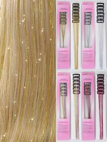 12pcs Glittery Metallic Hair Clips, Hair Extensions, Glitter Hairbands, Party Focus Exquisite Eye-Catching Gift, Beautiful Hair Accessories - Multicolor - View 3