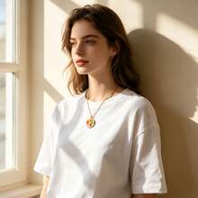 YUZENG Summer Fresh Fruit Necklace Collection, Hypoallergenic Stainless Steel, Cherry/Watermelon/Dragon Fruit Pendants, Versatile Daily Jewelry - Gold - View 6