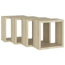 vidaXL 4X Cube Shelf Wall Shelf Hanging Shelf Cube Lounge CD Shelf Decorative Shelf Bookshelf Floating Shelf Wall Board Shelf Cube Light Oak Khaki 30x15x30cm - Light Oak Khaki - View 6