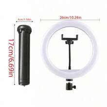 Borriig 1pc 10-Inch Adjustable Tripod LED Ring Light, 3 Color Temperature Modes Dimmable, Suitable For Selfie, Makeup, Live Streaming And Photography - 10-inch Fill Light + Segmented Bracket - View 8