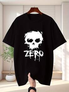 New Stylish Men's Short-Sleeved T-Shirt Made Of Pure Fabric With A Letter Design, Perfect For A Cool And Comfortable Summer Look. - Black - View 1