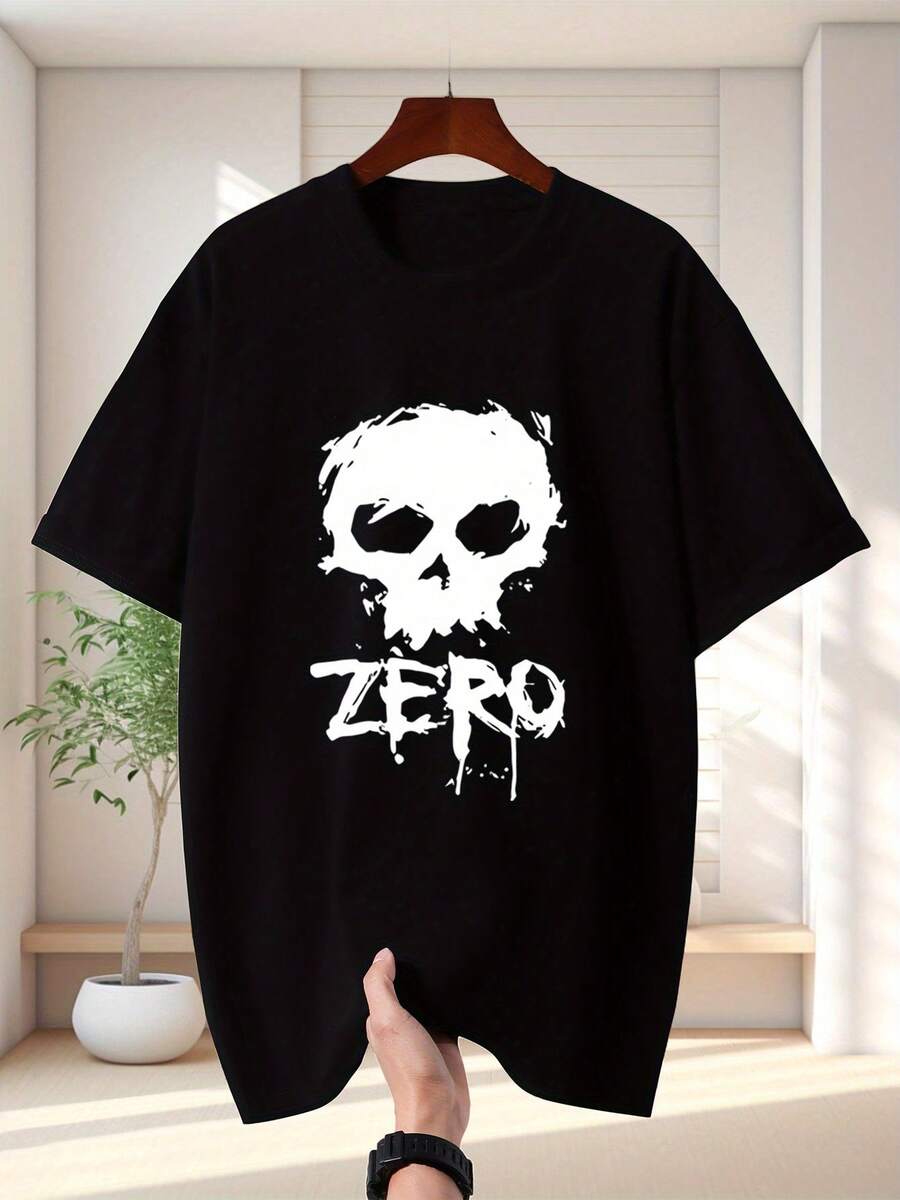 New Stylish Men's Short-Sleeved T-Shirt Made Of Pure Fabric With A Letter Design, Perfect For A Cool And Comfortable Summer Look. - Black - View 1
