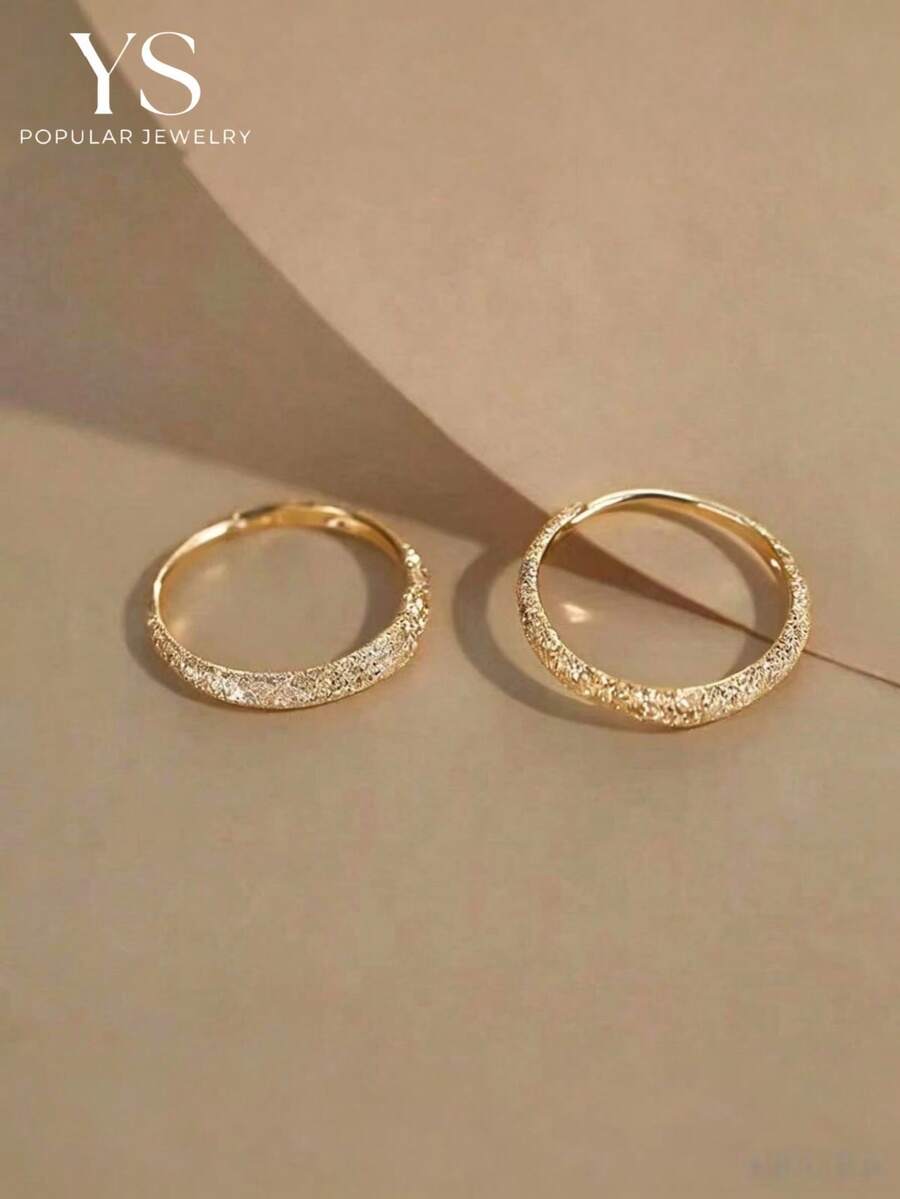 1 Pair Glittery Gold Hoop Earrings For Women, Shiny Minimalist Plain Circle Earrings, Summer Ins Style High-End Daily Wear
