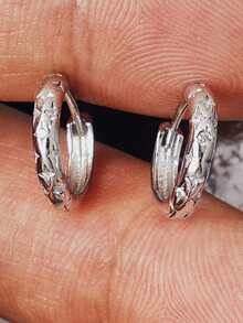 1 Pair Romantic Cubic Zirconia Hoop Earrings, Designed For Women, Suitable For Weddings, Engagements, Anniversary Parties, Valentine's Day Gift - Silver - View 3