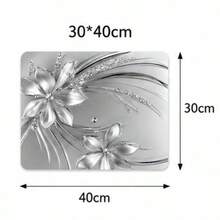 1pc/2pcs Diatomaceous Earth Silver Metallic Floral Rhinestone Stove Top Cover Mat, Non-Slip Heat-Resistant Waterproof Pad, Suitable For Kitchen Countertop And Washing Machine Surface - Multicolor - View 13