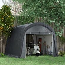 3x3m Garden Shed, Coated With An Aluminium Membrane With UV Protection, Water-Repellent, Made Of Steel And Grey Polyethylene, With Two Sectional Doors. - 灰色 - 查看 2