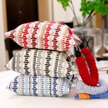 Car Seat Back Tissue Box Holder, Car Hanging Tissue Dispenser, Car Interior Decorative Organizer Bag, Cute Pom Pom Design Tissue Container, Nordic French Fabric Hanging Storage For Vehicle Accessories - Blue - View 8