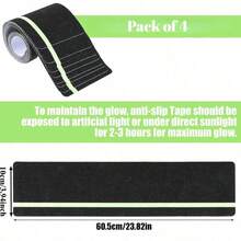 4 Pcs Glow-In-The-Dark Anti-Slip Strip, Suitable For Stairs, Outdoor Steps, And Corridor Treads. Automatically Illuminates At Night For Clear Marking Of Tread Edges. Wear-Resistant, Durable, And Not Easily Detached - A - View 3