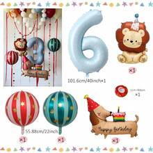 40 Inch Light Blue Number 0-9 Balloon Set, Cute Lion And Dachshund Balloon Circus Theme Suitable For Birthday Party Decoration, Children's Photo Booth Props, - View 12