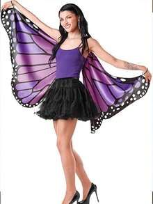Disfraz de Mariposa Monarca para Adulto con Capa de Alas Talla Única para Halloween Fiesta - Morado - Ver 2