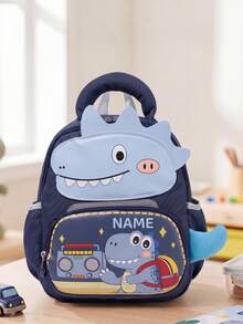 1pc Mini Back To School Personalized Customizable Versatile Cute Cartoon Dinosaur & Kitten Theme Backpack, Zipper Closure Nylon Material, Adjustable Shoulder Straps, Hand-Carry, Suitable For School, Shopping, Outdoor Trips, Daily Use. Birthday Gift. - Multicolor - View 4