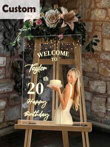 [2D Flat] Customized Birthday Welcome Sign, Lighting Up Joyful Celebrations Premium Acrylic Material, Exquisite Texture, Photo, Name, Blessing Message Customizable Various Sizes Available - Multicolor - View 6