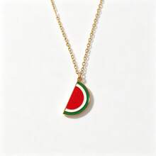 YUZENG Summer Fresh Fruit Necklace Collection, Hypoallergenic Stainless Steel, Cherry/Watermelon/Dragon Fruit Pendants, Versatile Daily Jewelry - Gold - View 9
