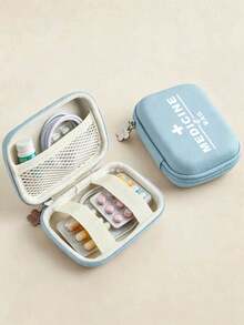 "Medicine" Pattern Printed Portable Pill Organizer Bag, First Aid Kit, Cosmetic Bag, Coin Purse, Suitable For Daily Use/Outdoor/Travel, Convenient To Carry Medicine Storage Bag, Can Organize Medicine, Cosmetics, Phone And Other Small Items, Travel Essential. - Multicolor - View 3
