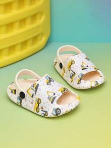 1 Pasang Sandal Anak Laki-Laki Ringan Motif Excavator, Sandal Pantai Keren untuk Liburan - Putih - View 4