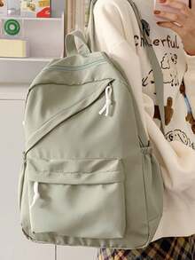 1pc Back To School Large Capacity Casual Versatile Solid Color Backpack, Minimalist Solid Color Multi-Functional Student Backpack, Suitable For Daily Use, Outings, Travel, Exclusive Use. Birthday Gift. - Multicolor - View 11