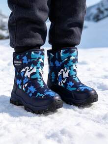 兒童冬季保暖內裡休閒鞋 戶外保暖雪地靴 - 藍色 - 查看 4