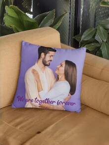 1pc Customized Photo Printed Soft Pillowcase, Personalized Photo Background Color Decorative Throw Pillow Cover, Suitable For Christmas, Valentine's Day, Father's Day, Mother's Day, Wedding, Holidays, Couple Room Decor, Custom Pillowcase, Gift For Loved Ones, No Pillow Insert, , Breathable, Lightweight, Washable, Cute, Warm, Soft, Comfortable, Minimalist, Customized, Personalized, Unique, Him, Her, Boyfriend, Girlfriend, Dad, Mom, Family, Friends, Bed, Car, Bedroom, Tea Room, Living Room, Sofa - Multicolor - View 4