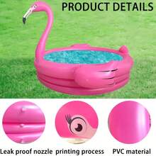Flamingo Shaped Inflatable Swimming Pool, Made Of Premium Thickened Durable PVC Material, Three-Layer Reinforced Structure For Stable Support And Deformation Resistance, No Electricity Required For Inflation, Simple And Convenient Operation. Compact Capacity Suitable For 1-3 People To Play Together, Unique And Lively Flamingo Appearance With Outstanding Aesthetics - Multicolor - View 7