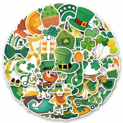50PCS St. Patrick's Day Stickers, Aesthetic Stickers, High Quality Stickers Scrapbook, Decorative Paper, Journaling, Laptop, Bumper, Skateboard, Water Bottles, Computer, For Gift Bags, Envelope Seals, Party Decoration