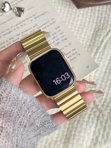 Huastonband 1件磁吸式不鏽鋼金屬手錶錶帶，相容於 38mm/40mm/41mm/42mm/44mm/45mm/49mm/46mm，適用於 Ultra/SE/S10/S9/8/7/6/5/4/3 系列。佩戴舒適，適合四季。智慧手錶配件錶帶，女性夏季海灘、派對、母親節、畢業季、返校學生同學禮物配件 - 金色 - 查看 6