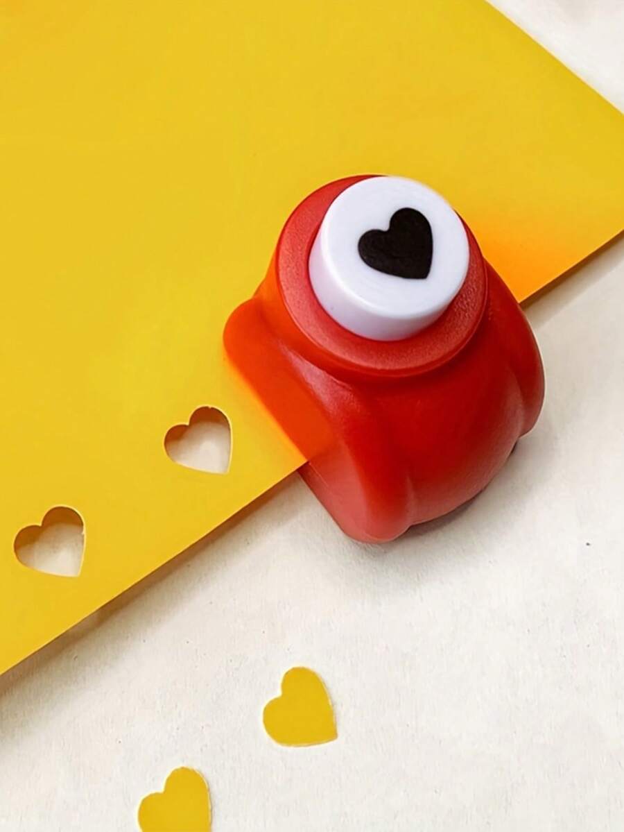 1pc Mini Cute Heart-Shaped Paper Puncher, Portable Manual Paper Embossing Tool For Handmade Paper Crafts - Multicolor - View 1