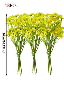 6入/12入/18入 小白/黃色雛菊人造花，仿真雛菊，餐桌與客廳家居攝影裝飾，春季野花派對佈置，情人節、生日畢業禮物，秋季裝飾 - 彩色 - 查看 17