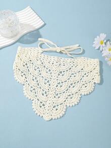 1pc Handmade Crochet Triangle Hollow Scarf, Vintage Style, Can Be Used As Casual/Beach Vacation Headband Or Bohemian Handkerchief - Multicolor - View 10