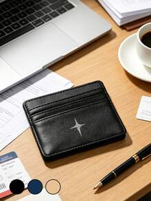 Vigour Summer Daily Bank Card And ID Card Holder With Star Decoration, PU Material Multi-Layer Design Ultra-Thin Card Wallet, Small Wallet With Coin Pocket, Women's Wallet, Lightweight And Portable, Multi-Layer Design, Suitable For Driver's License, Business Cards And Other Documents, Mini Ultra-Thin Lightweight Zipper Credit Card Cash Portable Bag, Back To School Season - Multicolor - View 4