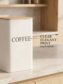 1/3pcs Tin Storage Canisters With Bamboo Lids - Moisture-Proof Airtight Kitchen Containers, Suitable For Coffee, Tea And Sugar - Easy-To-Reach Countertop Storage Rack - Black/White, Optional Tray - Multicolor - View 6