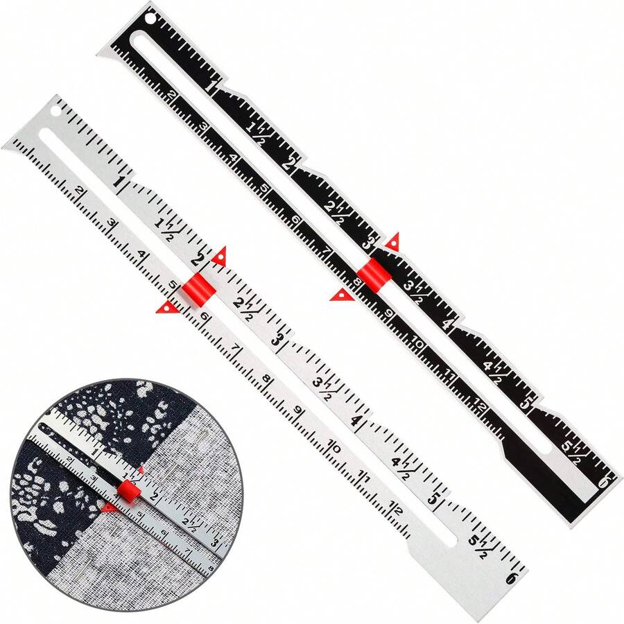 1件金屬滑動量規，縫紉測量工具，縫紉量規，適用於拼布與縫紉，縫紉配件，縫紉用品