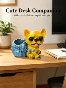 1PC Resin Dog Pen Holder, Cute Cowboy Bag Desk Organizer, Christmas Gift For Teacher Friend Student, Birthday Present For Pet Lover School Supplies - Style 1 - View 9