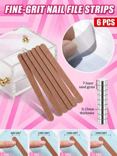 6Pcs/Set Disposable Nail Files In Hygienic Sealed Pouch, Professional Double-Sided Emery Board Buffer, Sanitary Manicure Pedicure Shaping Tool For Salon & Home
