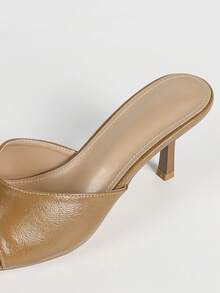 Women's New Elegant Neutral Fashion Basic Halloween High Heels Solid Color Party Sports College Street Outdoor Fairy Cute Chinese Style Workwear PU Leather Glossy Lightweight Slouchy One-Piece Slip-On - Camel - View 9