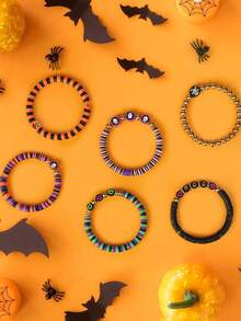 Approx. 2550PCS Halloween DIY Beaded Bracelet, Clay Soft Ceramic Acrylic Craft Bracelet Materials Kit, Suitable For Halloween Element Bracelets Or Other Jewelry Accessories Making Gifts/Ghost Festival Small Gifts - Multicolor - View 7