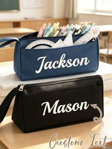 Customizable Text Pencil Case Compatible For Pens,Personalized Pencil Case,Back To School Season, Handheld Pencil Bag, Large Capacity Cute Pencil Case For Students, Teachers, School Supplies, Unique Gift For Friends/Classmates/Students - Multicolor - View 5