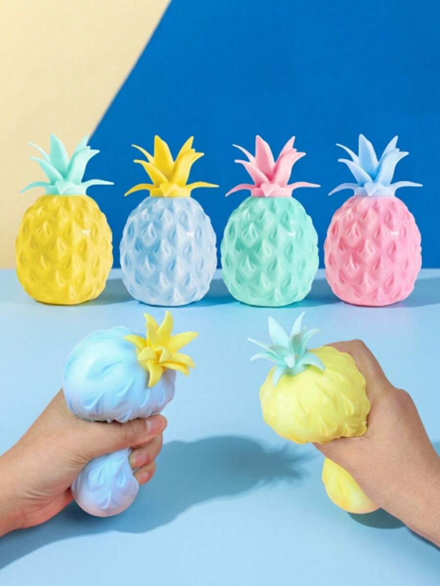 Random Color Mini Pineapple Squeeze Ball, Adult Stress Relief Focus Mini Fruit Soft Stress Toy, Squeeze And Stretch, Cute Small Object, Cheese Soft Stress Toy, Dumpling Soft Stress Toy - Multicolor - View 1