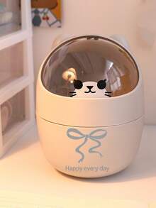 Vigour Summer Beautiful Round Trash Can, Mini Minimalist Desktop Waste Bin, Recycling Container, Creative Plastic Waste Storage Box, Suitable For Bedroom Nightstand, Desk, Living Room Coffee Table, Computer Desk, Etc., Perfect Gift For Teachers And Classmates During Back To School Season - Multicolor - View 15