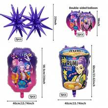 KPop Demon Hunters 1Set Autorizado de Globos de Número para Decoración de Fiesta de Cumpleaños Infantil con Diseño de Chica Cool Púrpura de Dibujos Animados, Estrella Coreana, Patrón de Fideos Instantáneos, Suministros de Decoración de Globos de Papel de Aluminio para Fiesta Temática de Pastel y Mesa de Baby Shower, Globos de Regalo y Juguete Perfectos - TZQQ - Ver 4