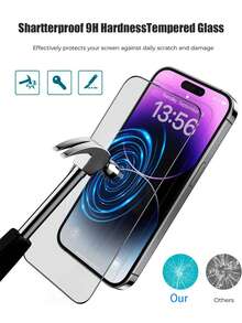 Gorilla Hero 2 piezas, Protector de pantalla de vidrio templado mate de alta definición, cobertura de pantalla completa, tacto sensible, resistente a arañazos, protección de alta resistencia 9H, instalación fácil sin burbujas, capa oleofóbica electrochapada con fuerte anti-huellas, resistente al agua, fácil de limpiar. Adecuado para metro, oficina, tacto suave. Compatible con iPhone 17 Pro Max/17E/16 Pro Max/17 Pro/17/16/15/14/13/12/Mini/11 - Negro - Ver 3