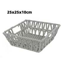 Simple Square PVC Rattan Storage Basket, Beige, Gray, White, Hand-Woven Breathable Structure For Home & Dorm Use, Sundry Organizer, Fruit Container, Desktop Arrangement Bin - Storage Baskets - View 12