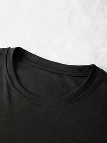 Un conjunto de manga corta para mujer, elegante e casual, , fabricado con material suave y transpirable, ideal para el ocio - negro+negro - Ver 4
